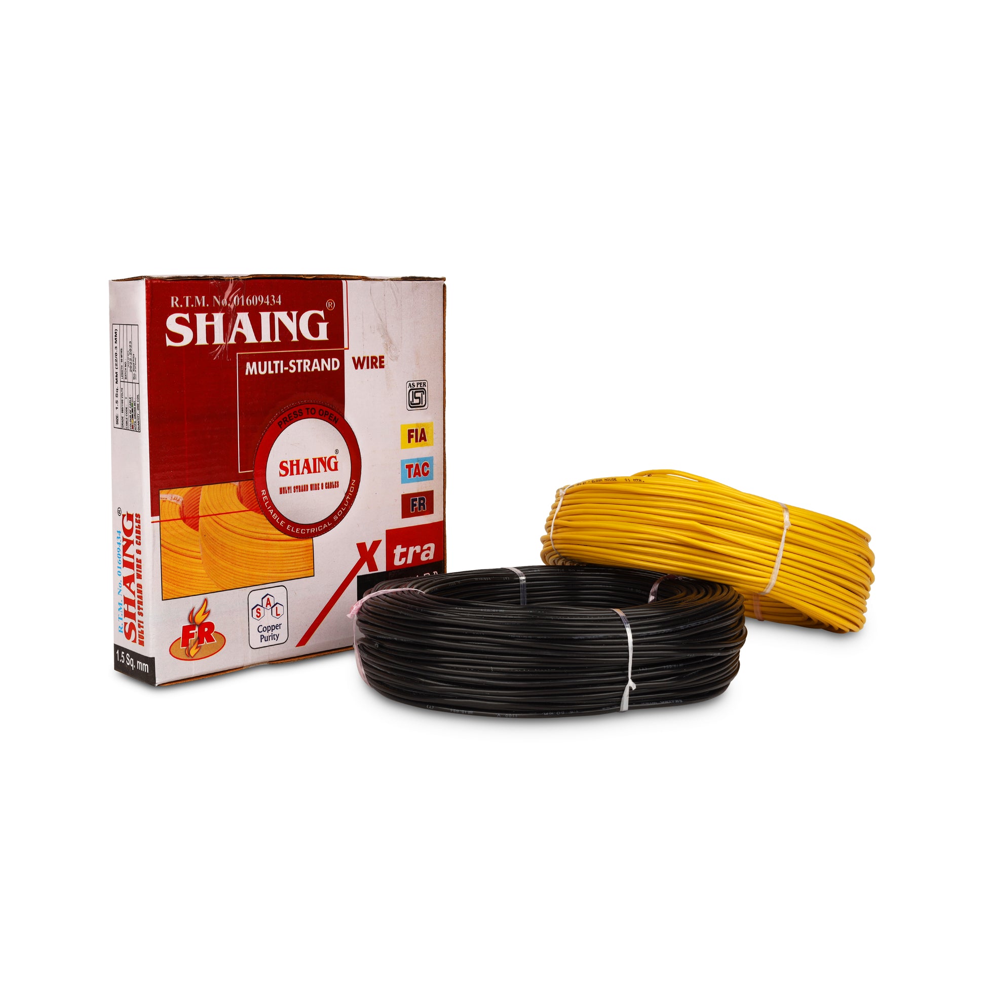 91m of multistrand copper fitting wire that is fire retardant, 100% pure copper, and available in a variety of sizes and colors.